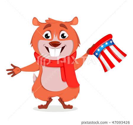 Happy Groundhog day. Funny marmot Happy Groundhog day. Funny marmot 47093426