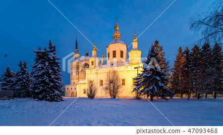 Winter view of ancient church in Great Ustyug 47093468