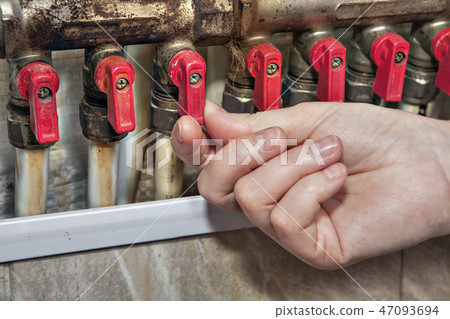 Valves blocking access to water pipes, hand closed Valves blocking access to water pipes, hand closed 47093694