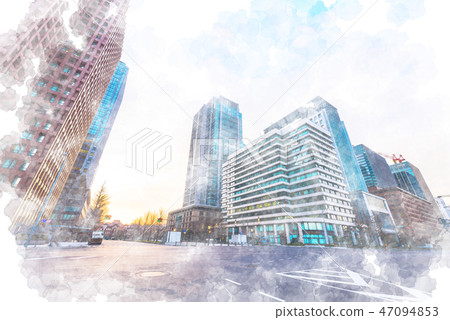 Marunouchi watercolor style of dawn 47094853
