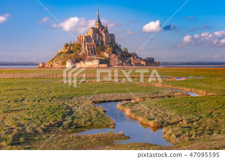 Mont Saint Michel at sunset, Normandy, France Mont Saint Michel at sunset, Normandy, France 47095595
