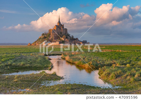 Mont Saint Michel at sunset, Normandy, France Mont Saint Michel at sunset, Normandy, France 47095596