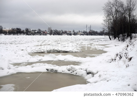 View of Neva River at winter. View of Neva River at winter. 47096362