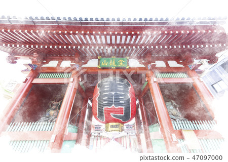 Asakusa thunder gate watercolor style 47097000