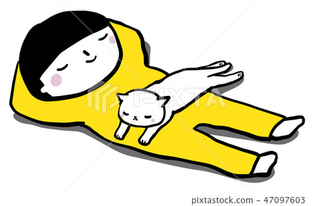 睡覺與貓兒童傳染媒介Aokiirokun 睡覺與貓兒童傳染媒介Aokiirokun 47097603