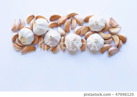 Fresh garlic on white background. 47098120