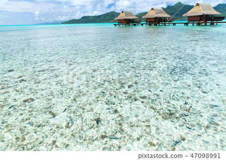 bungalows on tropical resort of french polynesia bungalows on tropical resort of french polynesia 47098991