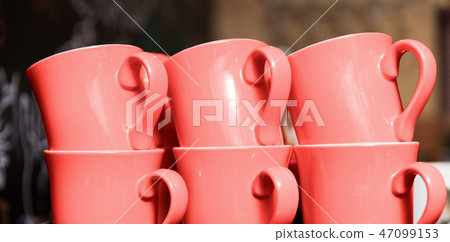 six stacked cups in trendy living coral color six stacked cups in trendy living coral color 47099153