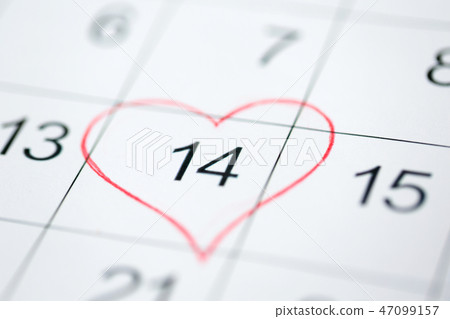 close up of 14th february date in calendar close up of 14th february date in calendar 47099157