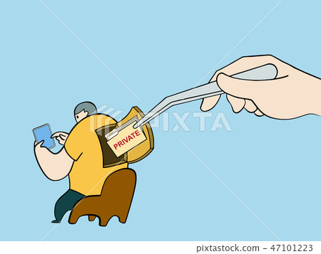 Stealing information from a man playing tablet 47101223