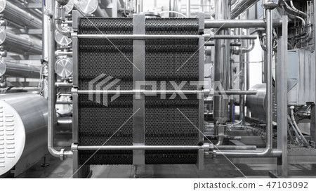 Cheese-making equipment of cheese factory background 47103092