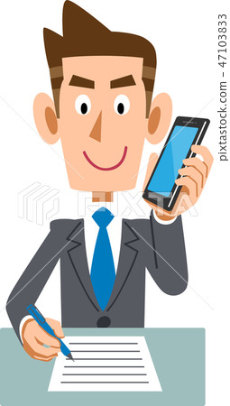 Businessman smartphone phone note Businessman smartphone phone note 47103833