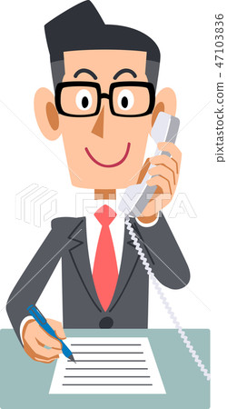 Businessman extension phone note Businessman extension phone note 47103836