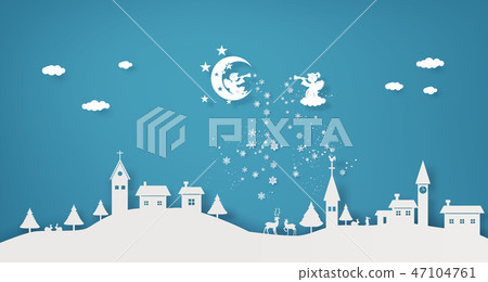 angel In the sky is trumpeted over village angel In the sky is trumpeted over village 47104761