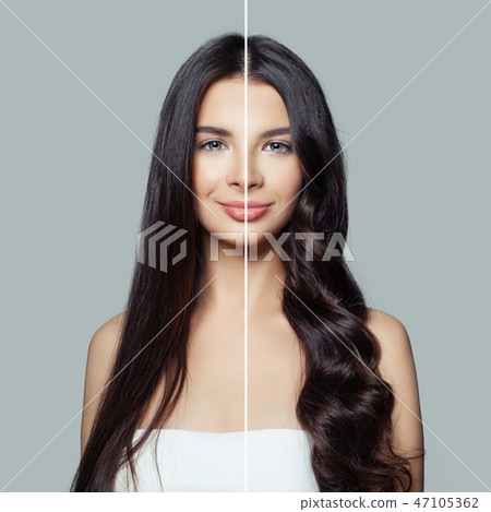 Beautiful woman before and after using a hair  47105362