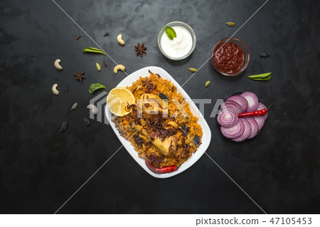 Saudi style spicy chicken and rice dish. 47105453