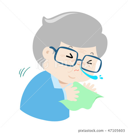 Ill grandpa sneezing cartoon vector 47105603