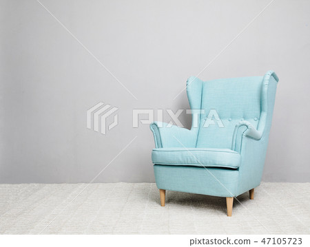 Fabric sofa on gray background 47105723
