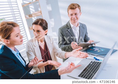 Professional smart women discussing a project Professional smart women discussing a project 47106146