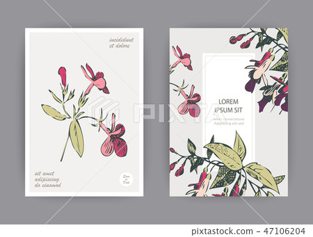 Botanical wedding invitation card design fuchsia 47106204