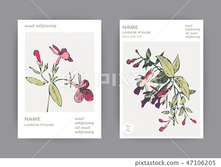 Botanical wedding invitation card design fuchsia Botanical wedding invitation card design fuchsia 47106205