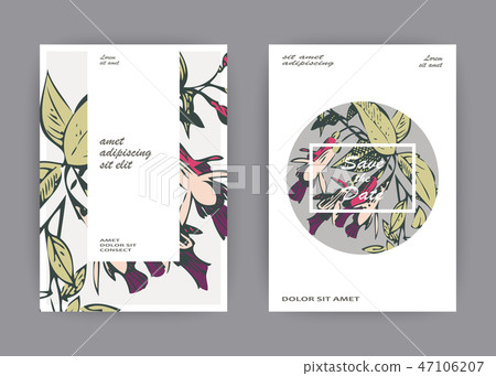 Botanical wedding invitation card design fuchsia Botanical wedding invitation card design fuchsia 47106207