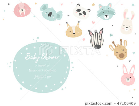Baby Shower Invitation with cute animals. 47106409