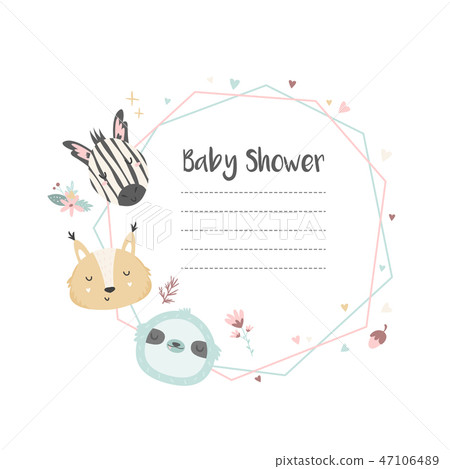 Baby Shower Invitation with cute animals Baby Shower Invitation with cute animals 47106489
