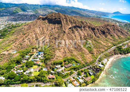 “夏威夷”鑽石頭檀香山“航空攝影” 47106522