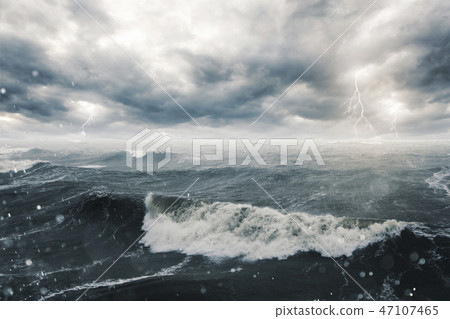 Stormy sea and clouds 47107465