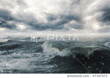 Stormy sea and clouds Stormy sea and clouds 47107471