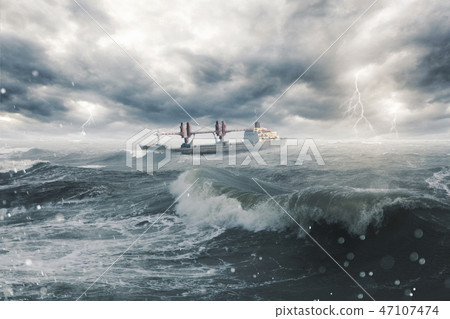 Ship in a stormy sea 47107474