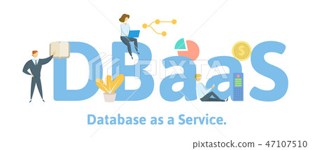 DBaaS, Database as a Service. Concept with keywords, letters, and icons. Flat vector illustration 47107510