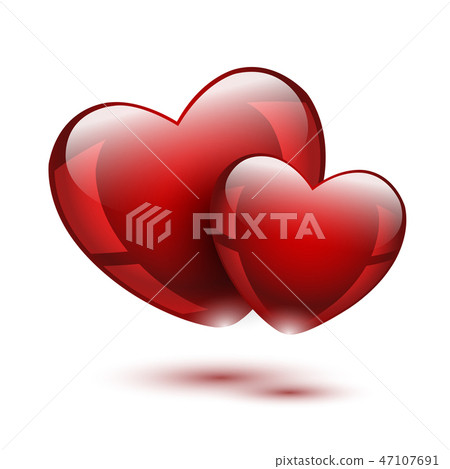 Two glass red hearts 47107691