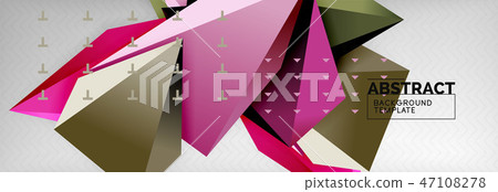 Triangles polygonal background, vector 3d poly template 47108278