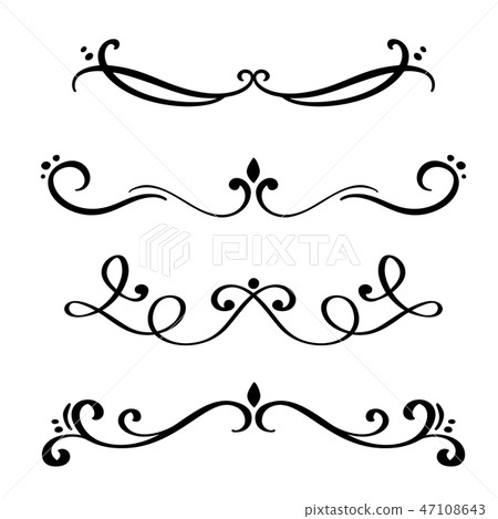Vector vintage line elegant dividers and separators, swirls and corners decorative ornaments. Floral Vector vintage line elegant dividers and separators, swirls and corners decorative ornaments. Floral 47108643