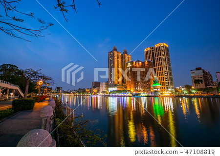 Night scenery around Kaohsiung, Taiwan, Kaohsiung River, Taiwan, Asia 47108819