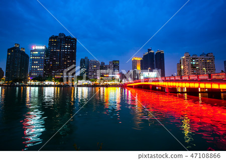Night scenery around Kaohsiung, Taiwan, Kaohsiung River, Taiwan, Asia Night scenery around Kaohsiung, Taiwan, Kaohsiung River, Taiwan, Asia 47108866