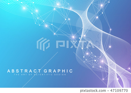 Big Genomic Data Visualization. DNA helix, DNA strand, DNA Test. Molecule or atom, neurons. Abstract 47109770