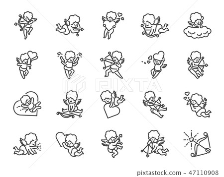 Cupid line icon set. Cupid line icon set. 47110908