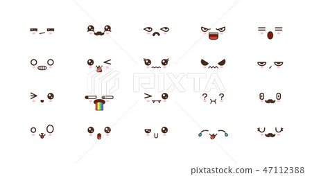 Kawaii smile emoticons. Japanese emoji 47112388