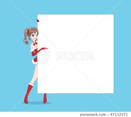 Japanese Asian woman looks out from behind poste 47112571