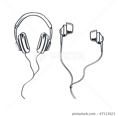 Headphones Types, Earphones Monochrome Sketches 47113021