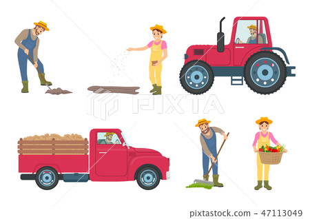 Farmer Digging and Planting Vector Illustration Farmer Digging and Planting Vector Illustration 47113049