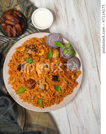 Saudi style spicy chicken and rice dish. 47114275