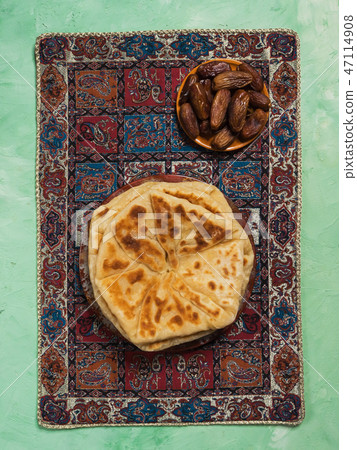 Afgan potato and scallion bread - Bolani Kachaloo. Afgan potato and scallion bread - Bolani Kachaloo. 47114908