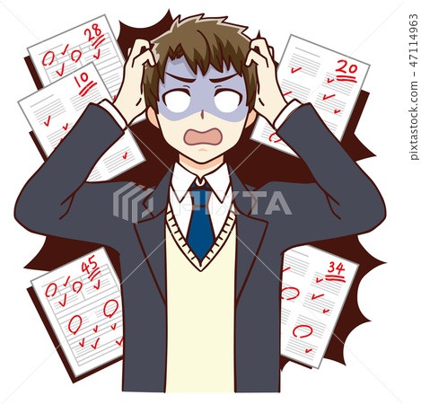 Boy student test red point shock Boy student test red point shock 47114963