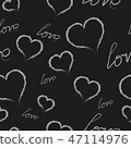 White hearts and a love inscription on a black bac 47114976