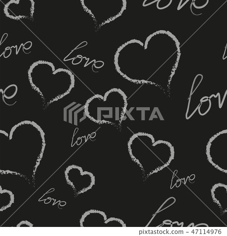 White hearts and a love inscription on a black bac White hearts and a love inscription on a black bac 47114976