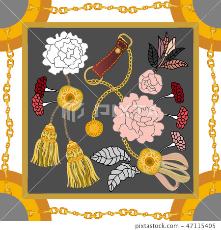 Silk scarf with oriental motifs. 47115405